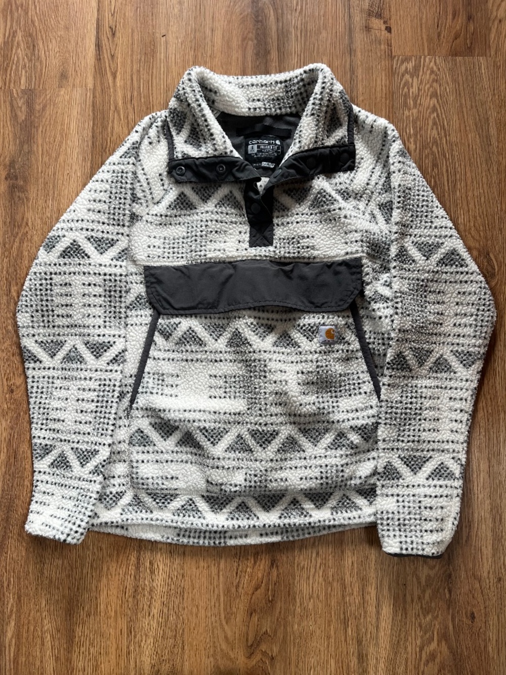 Carhartt gray and White Geometric Fleece Pullover